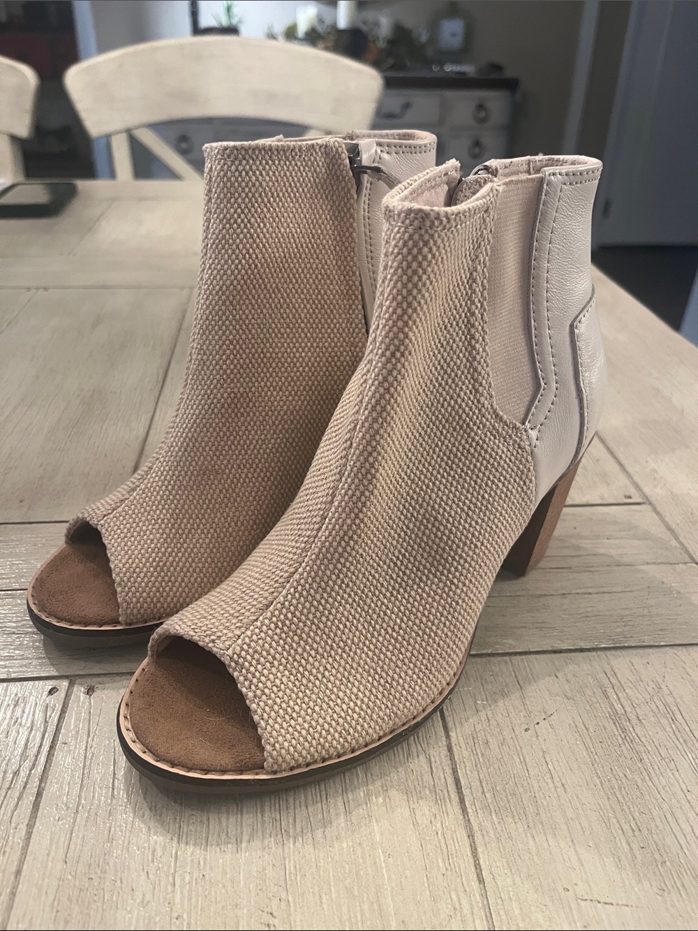 Toms Women's Beige Open-Toe Ankle Booties